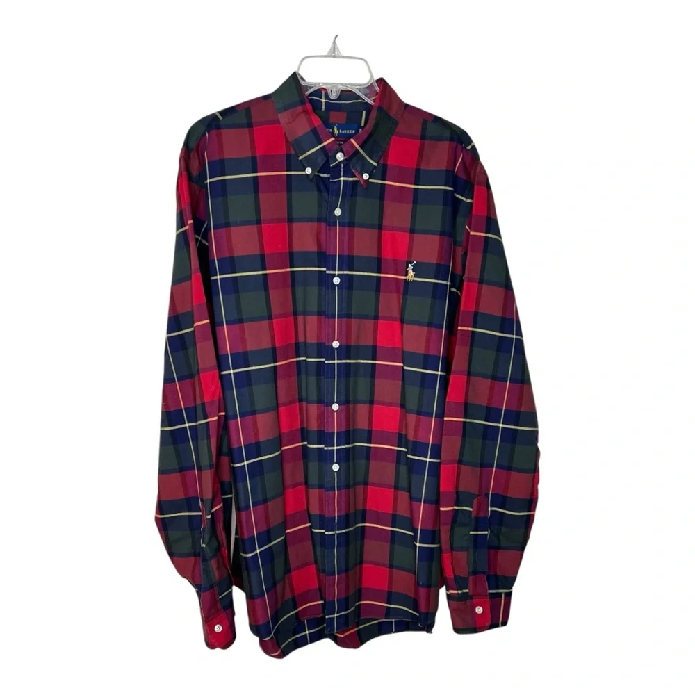 Polo Ralph Lauren Plaid Button Down Casual Dress Shirt Pony Emblem Classic Fit